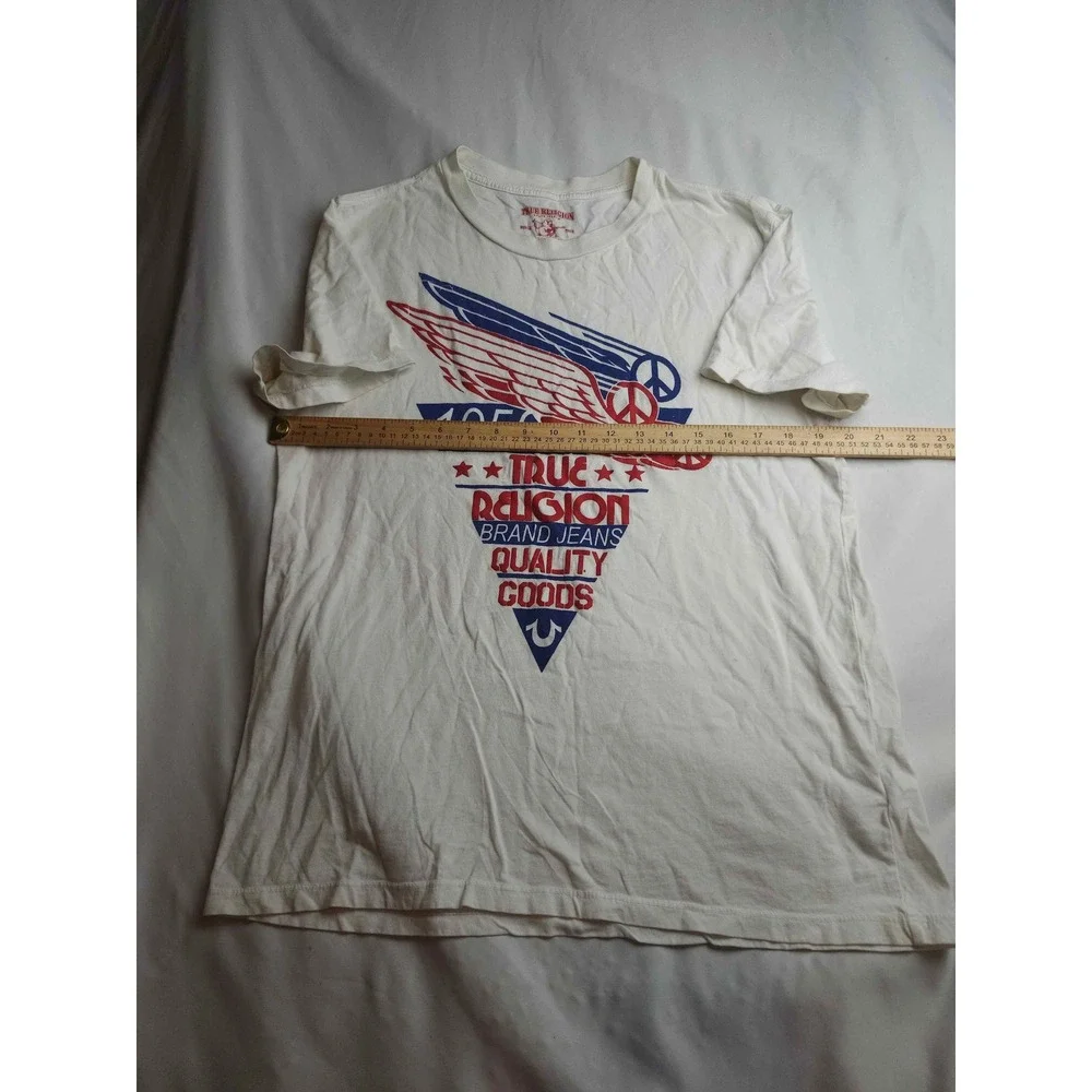 True Religion 1956 Quality Goods Graphic Tee Shirt Men's White Short Sleeve - L